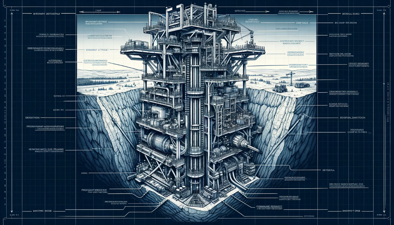 DeepEarth engineering blueprint — a deep-earth drilling operation